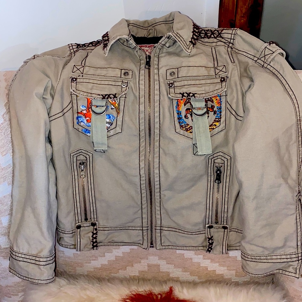 True Religion Kids Unisex Canvas Jean Jacket Sz10Y